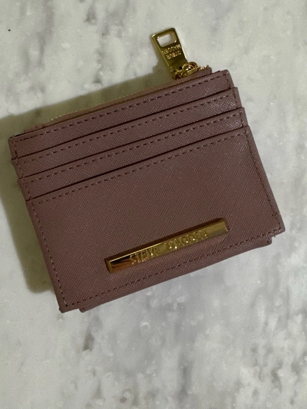 Steve Madden Mauve Travel Friendly Card Holder Wallet with Gold Accent